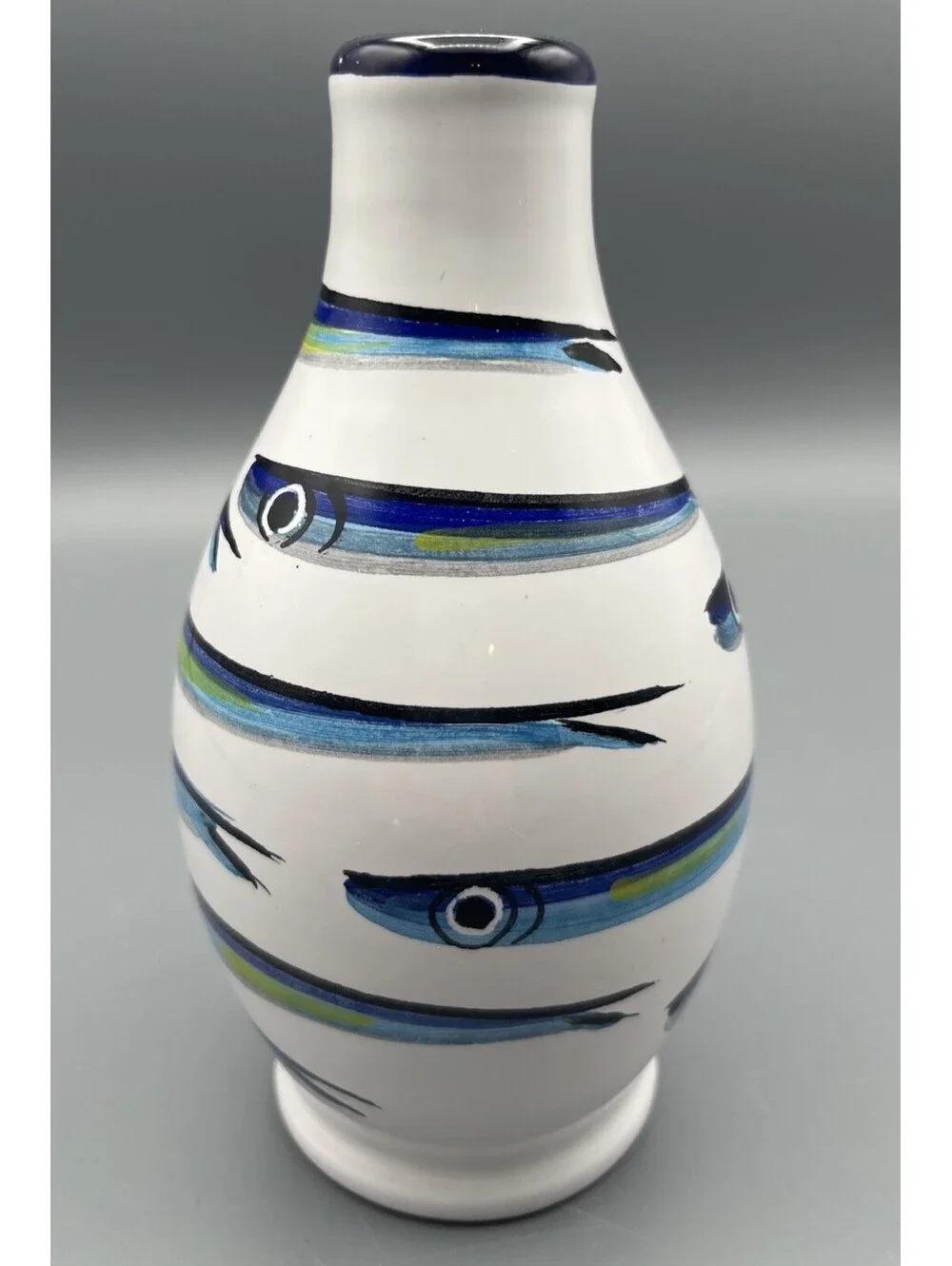 Ceramica Artistica Assunta Positano  Italy Fish Vase Hand Painted Coastal Beach